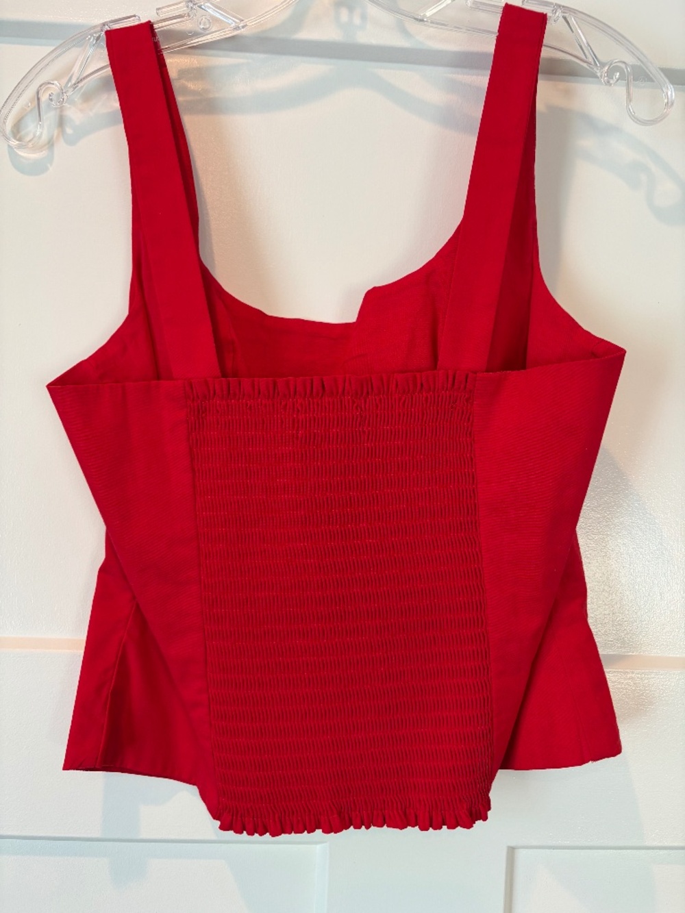 Cropped cotton smocked back top
